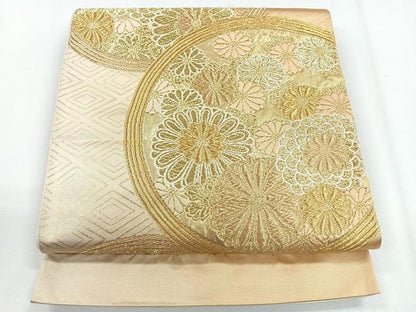 平和屋着物◎六通柄袋帯　花丸文　金糸　正絹　逸品　CABG1272nb