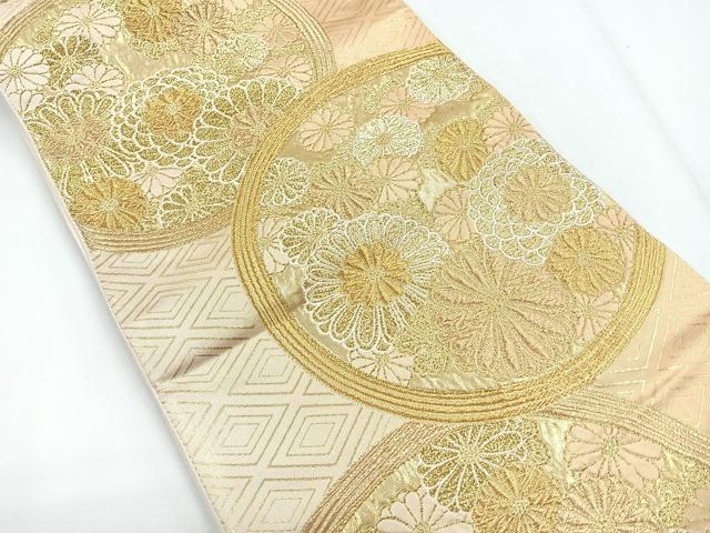 平和屋着物◎六通柄袋帯　花丸文　金糸　正絹　逸品　CABG1272nb