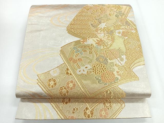 平和屋着物◎六通柄袋帯　冊子花文　金銀糸　正絹　逸品　CABG1281nb