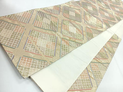 平和屋着物◎六通柄袋帯　花菱文　金糸　正絹　逸品　CABG1282nb