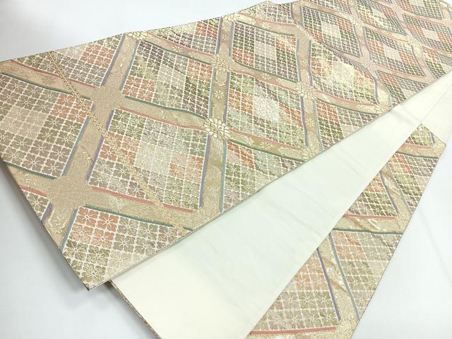 平和屋着物◎六通柄袋帯　花菱文　金糸　正絹　逸品　CABG1282nb