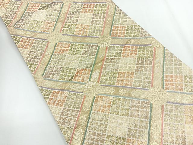 平和屋着物◎六通柄袋帯　花菱文　金糸　正絹　逸品　CABG1282nb
