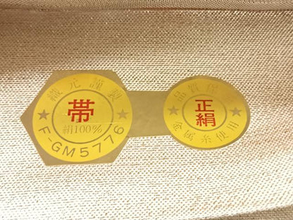 平和屋着物◎六通柄袋帯　都つづれ　飛鶴風景文　金糸　正絹　逸品　未使用　CABG1293nb
