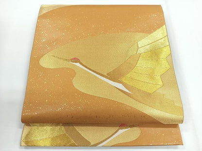 平和屋着物◎六通柄袋帯　飛鶴文　金糸　正絹　逸品　CABG1294nb