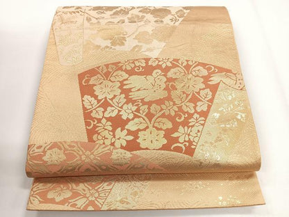 平和屋着物◎西陣　まいづる謹製　六通柄袋帯　地紙花文　金糸　正絹　逸品　CABG1296nb