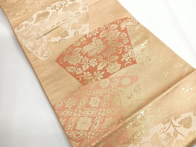 平和屋着物◎西陣　まいづる謹製　六通柄袋帯　地紙花文　金糸　正絹　逸品　CABG1296nb