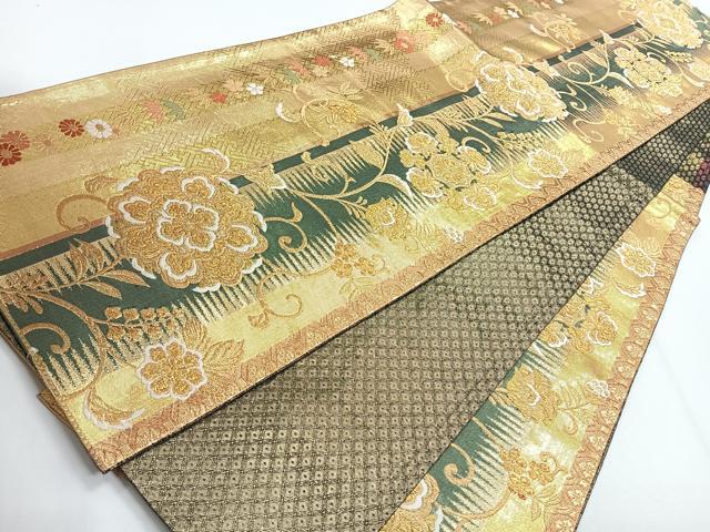 平和屋着物◎佐賀錦　六通柄袋帯　唐織　正倉院花文　金糸　正絹　逸品　未使用　CABG1298nb