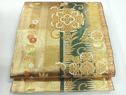 平和屋着物◎佐賀錦　六通柄袋帯　唐織　正倉院花文　金糸　正絹　逸品　未使用　CABG1298nb