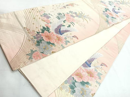 平和屋着物◎六通柄袋帯　唐織　花鳥文　金糸　正絹　逸品　CABG1299nb