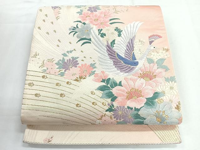 平和屋着物◎六通柄袋帯　唐織　花鳥文　金糸　正絹　逸品　CABG1299nb