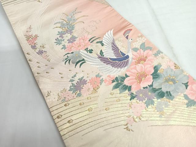 平和屋着物◎六通柄袋帯　唐織　花鳥文　金糸　正絹　逸品　CABG1299nb