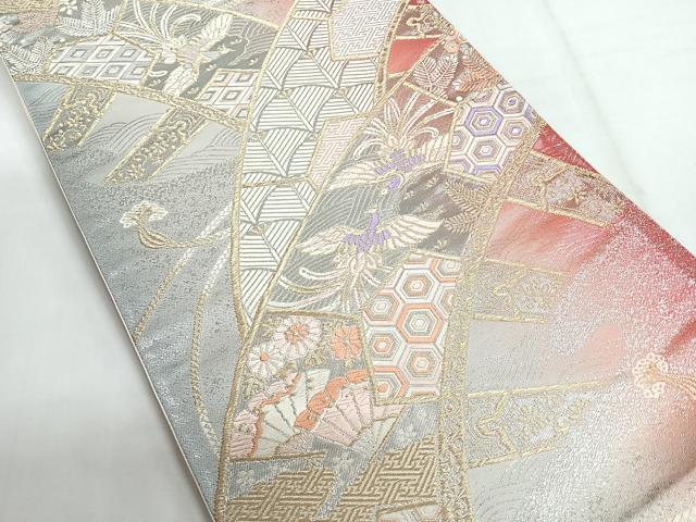 平和屋着物◎六通柄袋帯　唐織　吉祥文様　金銀糸　正絹　逸品　CABG1305nb