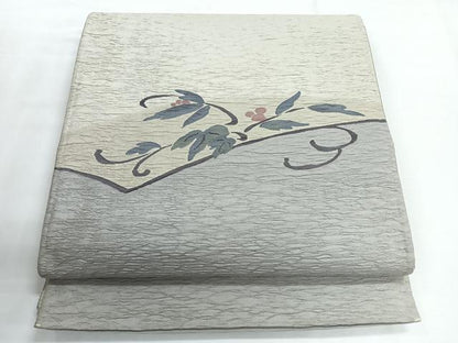 平和屋着物◎太鼓柄袋帯　ふくれ織　南天文　正絹　逸品　CABG1306nb