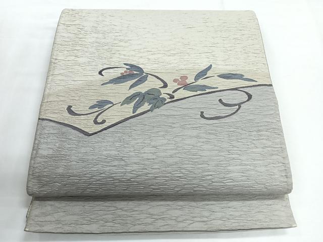 平和屋着物◎太鼓柄袋帯　ふくれ織　南天文　正絹　逸品　CABG1306nb