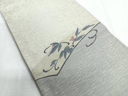 平和屋着物◎太鼓柄袋帯　ふくれ織　南天文　正絹　逸品　CABG1306nb