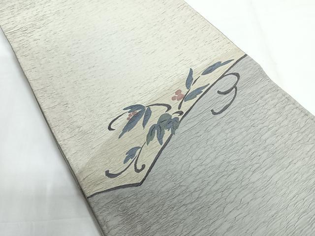 平和屋着物◎太鼓柄袋帯　ふくれ織　南天文　正絹　逸品　CABG1306nb