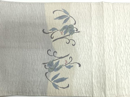 平和屋着物◎太鼓柄袋帯　ふくれ織　南天文　正絹　逸品　CABG1306nb