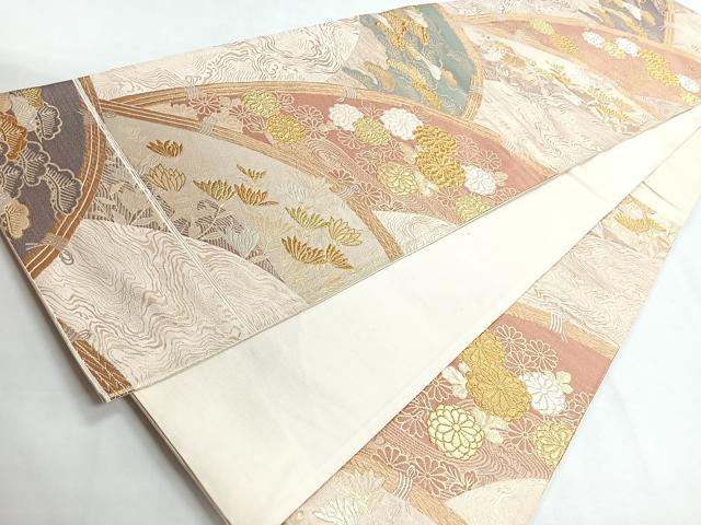 平和屋着物◎六通柄袋帯　唐織　籬花文　金糸　正絹　逸品　CABG1307nb