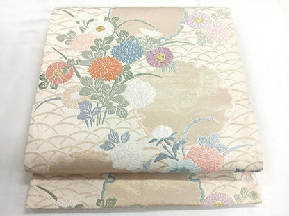 平和屋着物◎六通柄袋帯　唐織　雪輪花文　金糸　正絹　逸品　CABG1308nb