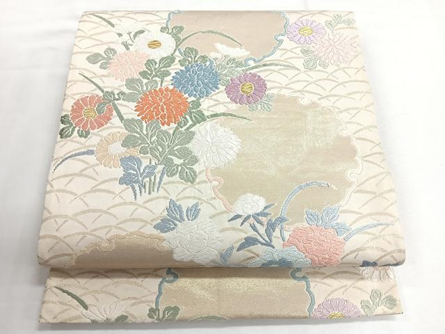 平和屋着物◎六通柄袋帯　唐織　雪輪花文　金糸　正絹　逸品　CABG1308nb