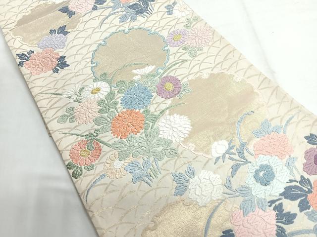 平和屋着物◎六通柄袋帯　唐織　雪輪花文　金糸　正絹　逸品　CABG1308nb