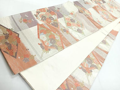 平和屋着物◎六通柄袋帯 唐織 花鳥文 金銀糸 正絹 逸品 CABG1350nb