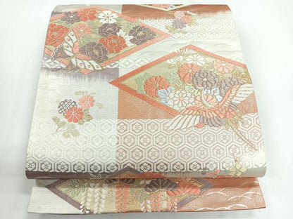 平和屋着物◎六通柄袋帯 唐織 花鳥文 金銀糸 正絹 逸品 CABG1350nb