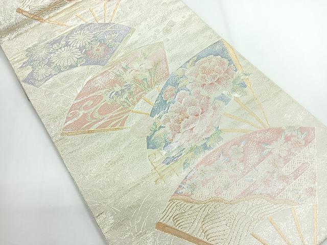 平和屋着物◎佐賀錦 両面 全通柄袋帯 扇面文 慶長重ね 金銀糸 正絹 逸品 CABG1352nb