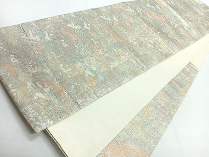 平和屋着物◎六通柄袋帯　風景文　銀糸　正絹　逸品　CABG1355nb