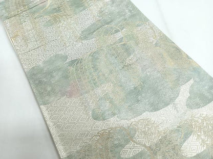 平和屋着物◎六通柄袋帯　枝垂れ柳　金銀糸　正絹　逸品　CABG1359nb