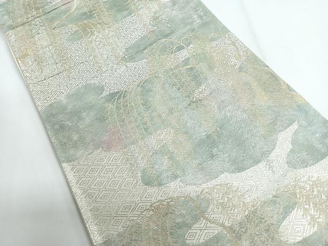 平和屋着物◎六通柄袋帯　枝垂れ柳　金銀糸　正絹　逸品　CABG1359nb