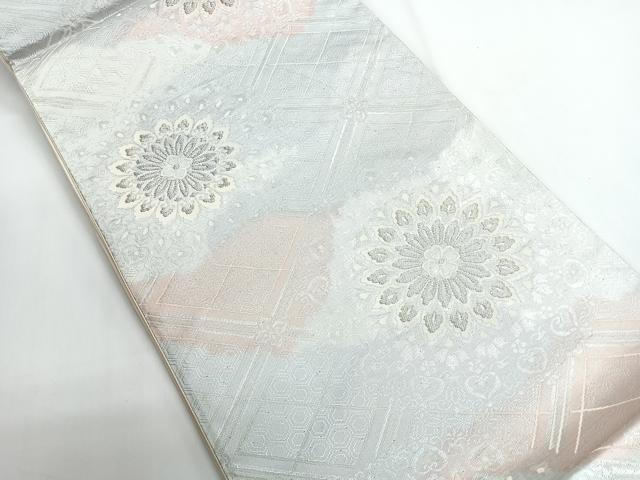 平和屋着物◎六通柄袋帯　正倉院花文　銀糸　正絹　逸品　CABG1360nb