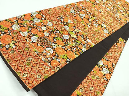 平和屋着物◎六通柄袋帯　唐織　エ霞花文　金糸　正絹　逸品　CABG1364nb
