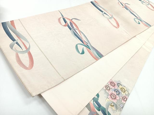 平和屋着物◎現代の憂氣世絵師　米倉斉加年　太鼓柄袋帯　小花文　銀糸　正絹　逸品　CABG1365nb