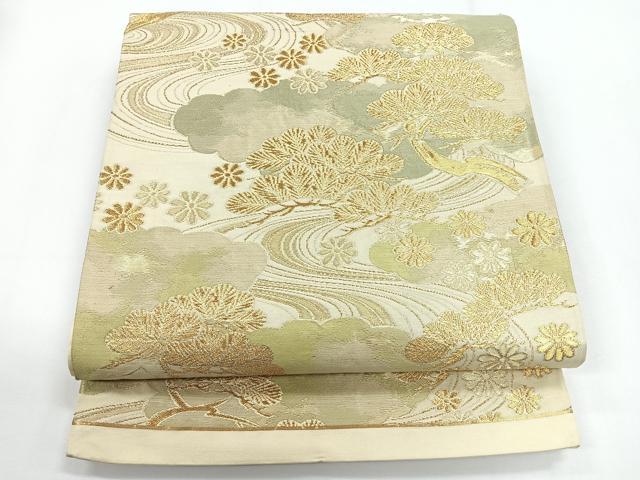 平和屋着物◎六通柄袋帯　浜松文　金糸　正絹　逸品　CABG1368nb