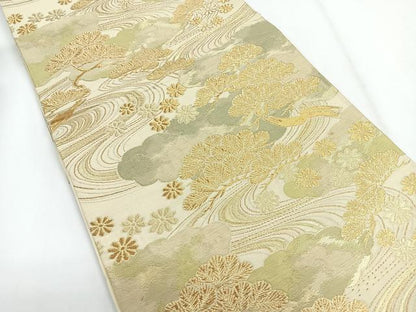 平和屋着物◎六通柄袋帯　浜松文　金糸　正絹　逸品　CABG1368nb
