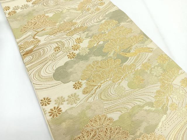 平和屋着物◎六通柄袋帯　浜松文　金糸　正絹　逸品　CABG1368nb