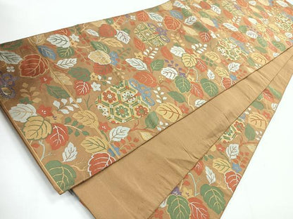 平和屋着物◎六通柄袋帯　仕覆花文　正絹　逸品　CABG1377nb