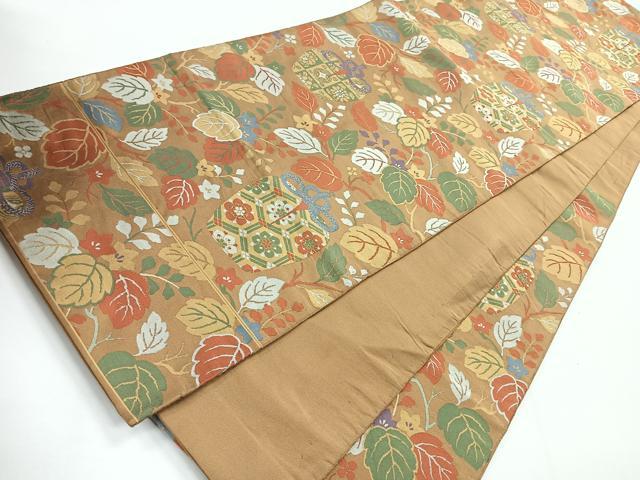 平和屋着物◎六通柄袋帯　仕覆花文　正絹　逸品　CABG1377nb