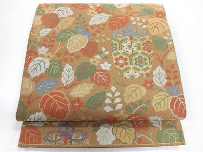 平和屋着物◎六通柄袋帯　仕覆花文　正絹　逸品　CABG1377nb