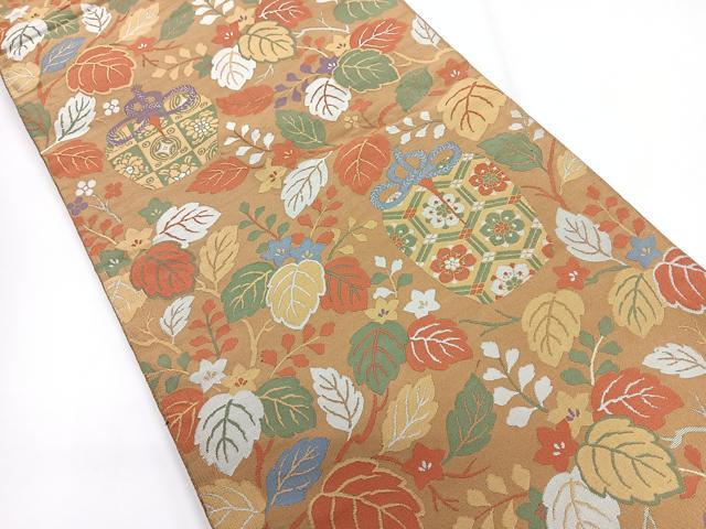 平和屋着物◎六通柄袋帯　仕覆花文　正絹　逸品　CABG1377nb