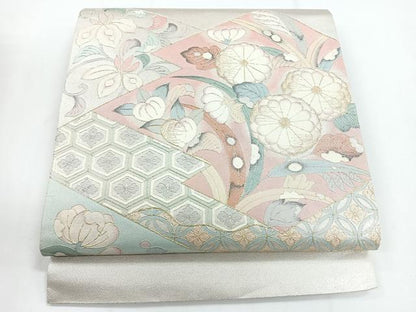 平和屋着物◎太鼓柄袋帯　辻が花　金銀糸　正絹　逸品　CABG1379nb