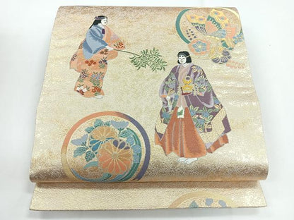 平和屋着物◎六通柄袋帯　能楽百番　金糸　正絹　逸品　CABG1382nb