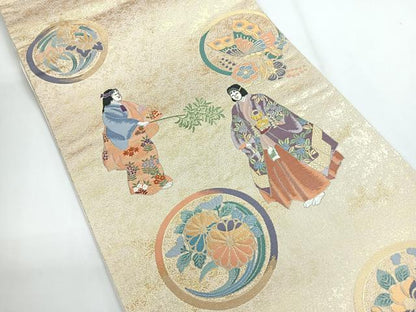 平和屋着物◎六通柄袋帯　能楽百番　金糸　正絹　逸品　CABG1382nb
