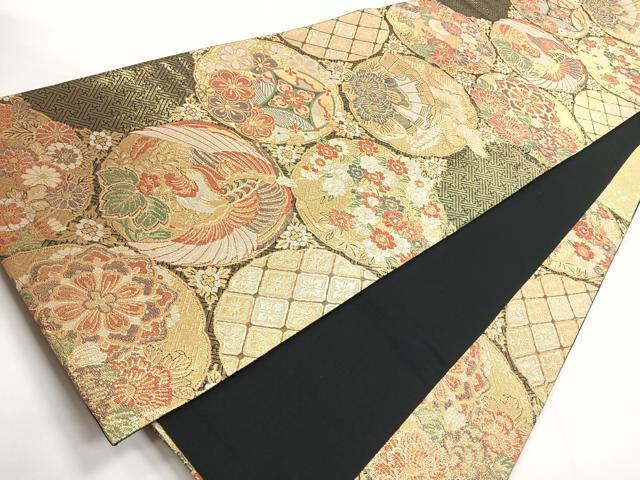 平和屋着物◎六通柄袋帯　花鳥文　金糸　正絹　逸品　CABG1385nb