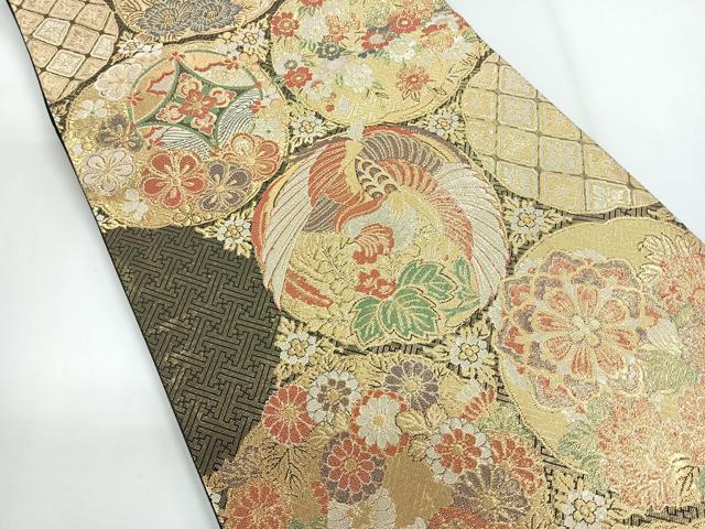 平和屋着物◎六通柄袋帯　花鳥文　金糸　正絹　逸品　CABG1385nb