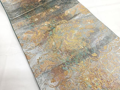 平和屋着物◎六通柄袋帯 花鳥文 金銀糸 正絹 逸品 CABG1398nb