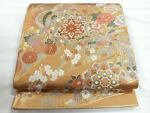 平和屋着物◎六通柄袋帯 唐織 鳳凰花文 金銀糸 正絹 逸品 CABG1403nb