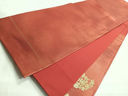 平和屋着物◎太鼓柄袋帯　洋花文　金糸　正絹　逸品　CABG1404nb