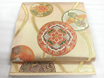 平和屋着物◎六通柄袋帯　唐織　花丸文　金銀糸　正絹　逸品　CABG1405nb